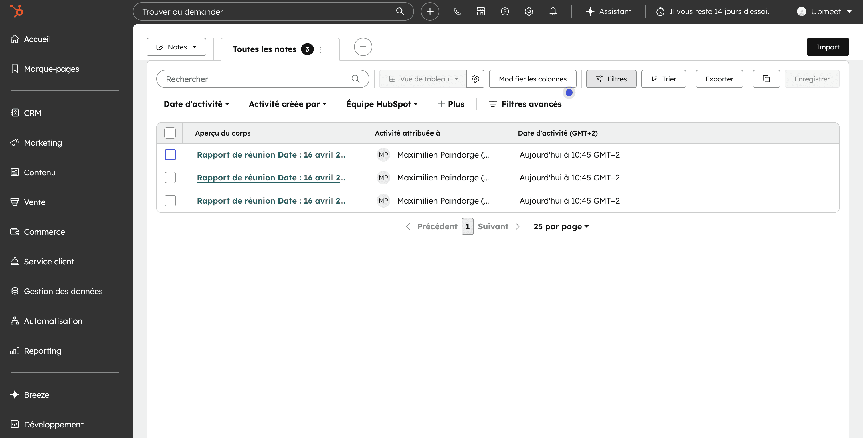 Configuration HubSpot