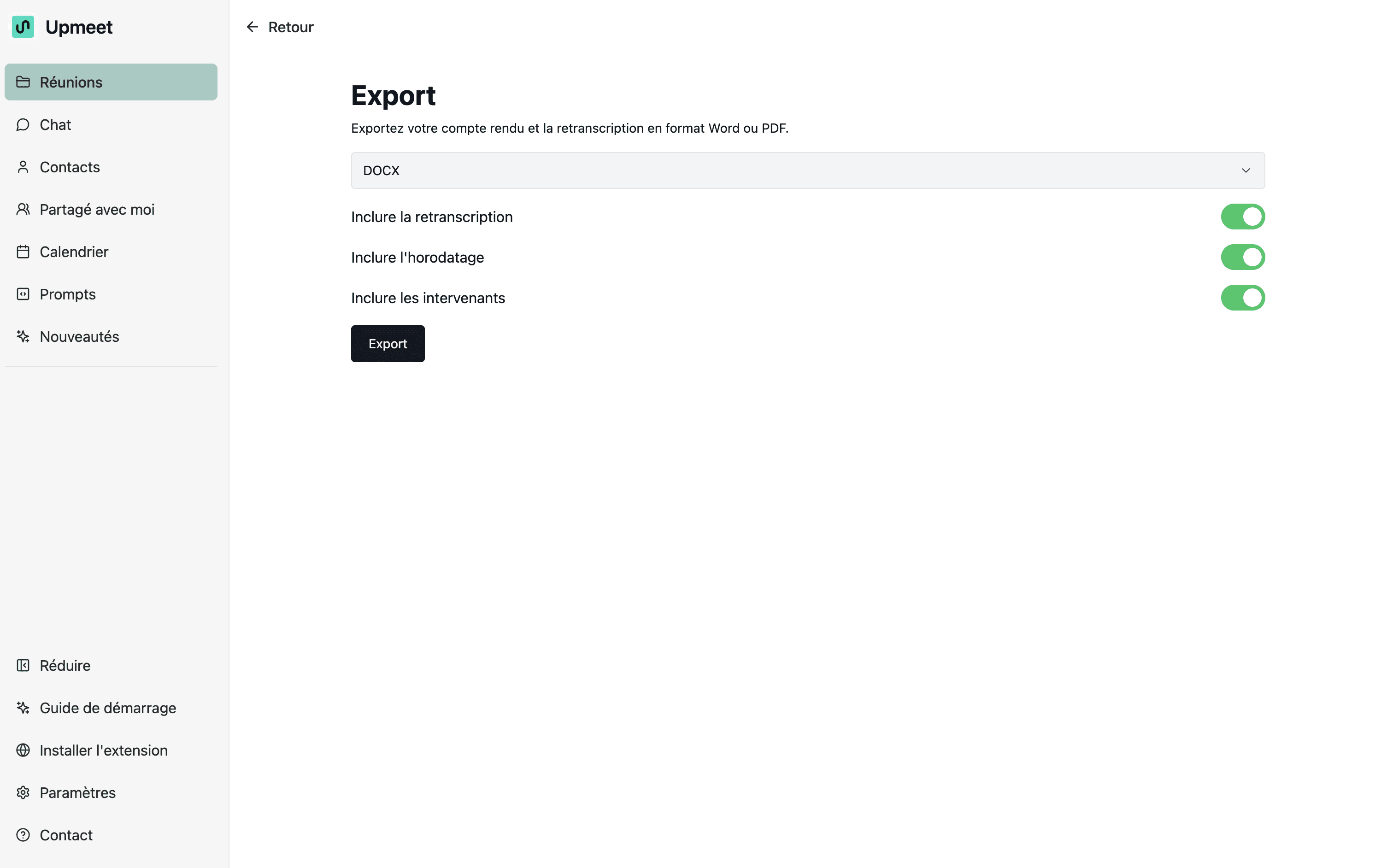 Exporter une réunion